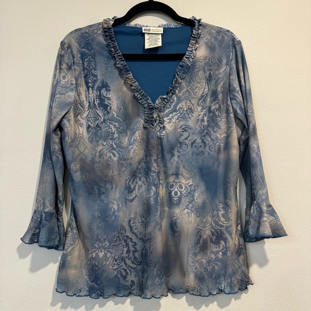 Faded Glory Y2K Fairy Grunge Whimsigoth Blouse V Neck L
